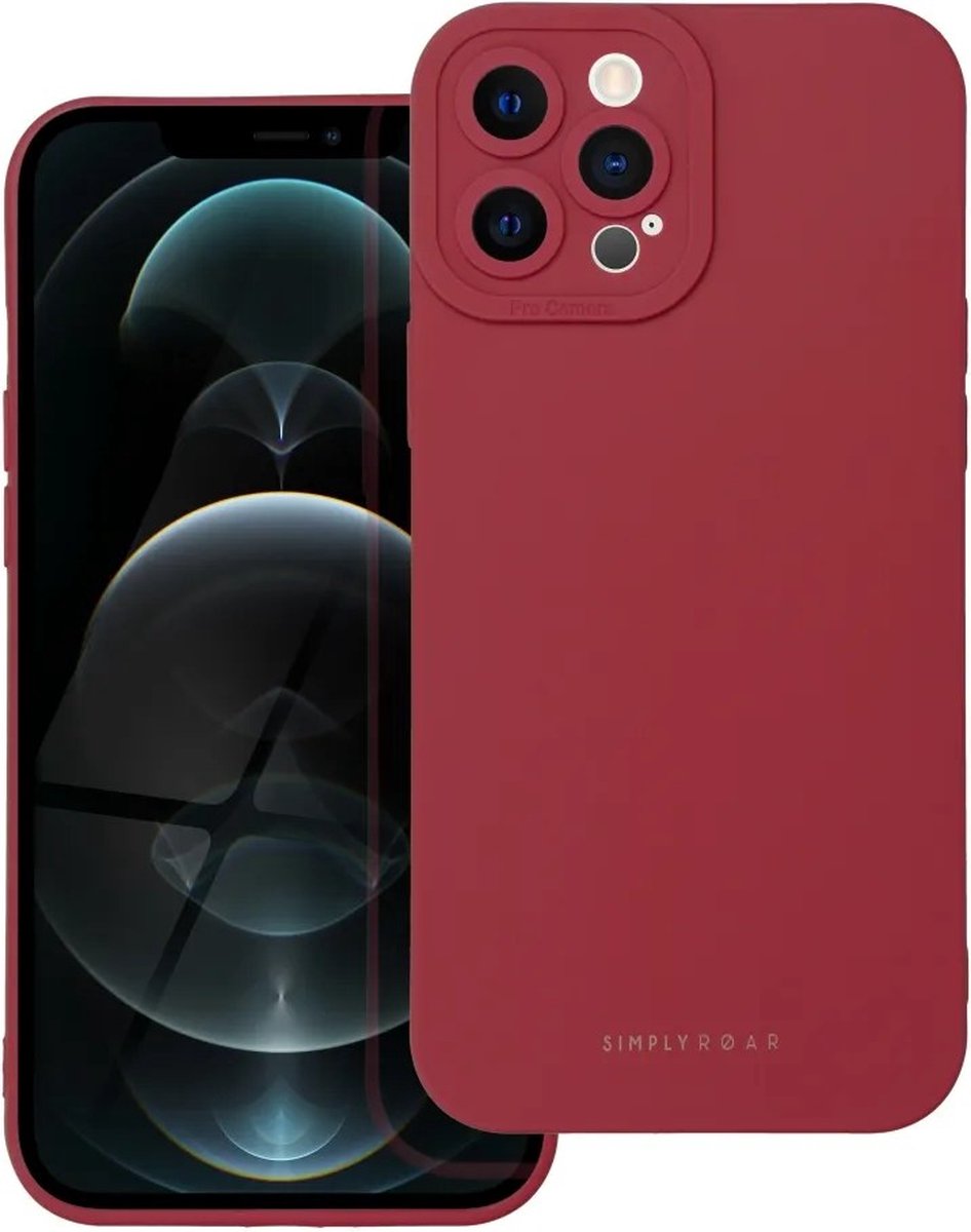 Roar Luna Camera Pro Siliconen Back Cover hoesje iPhone 12 Pro Max - Bordeauxrood