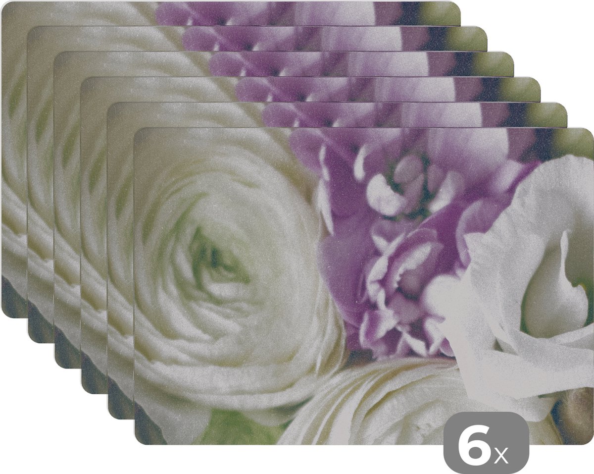 Placemat - Bloemen - Rozen - Design - Onderleggers placemat - Placemats - Tafel - 45x30 cm - 6 stuks