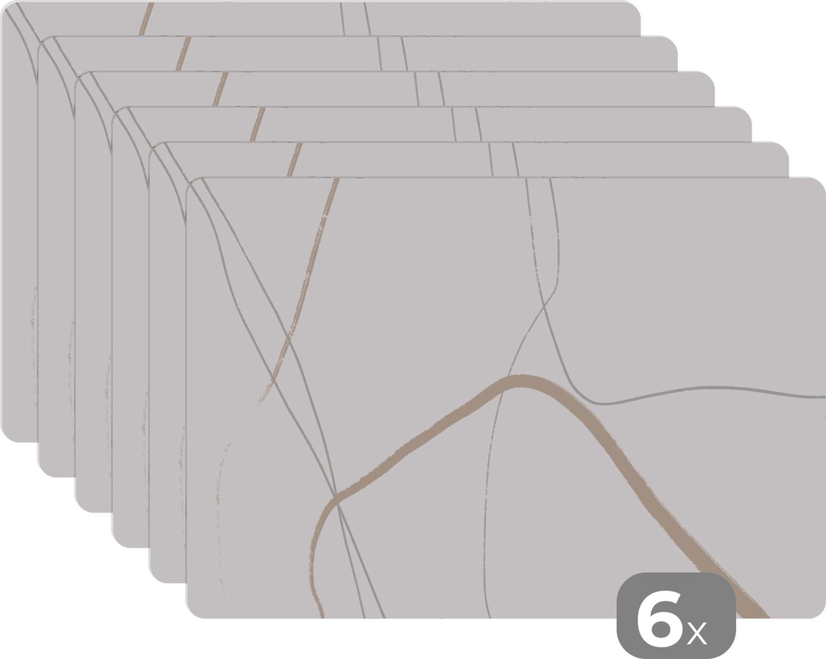 Placemat - Abstract - Line art - Minimalisme - Onderleggers - Placemats - 45x30 cm - 6 stuks