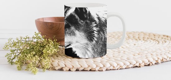 Mug - Mug à Café - Animaux Sauvages - Loup - Zwart - Wit - Mugs - 350 ML - Tasse - Mugs à Café - Mug à Thé