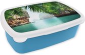 Lunch box Blauw - Lunch box - Boîte à pain - Mer - Palmier - Berg - Tropical - 18x12x6 cm - Enfants - Garçon