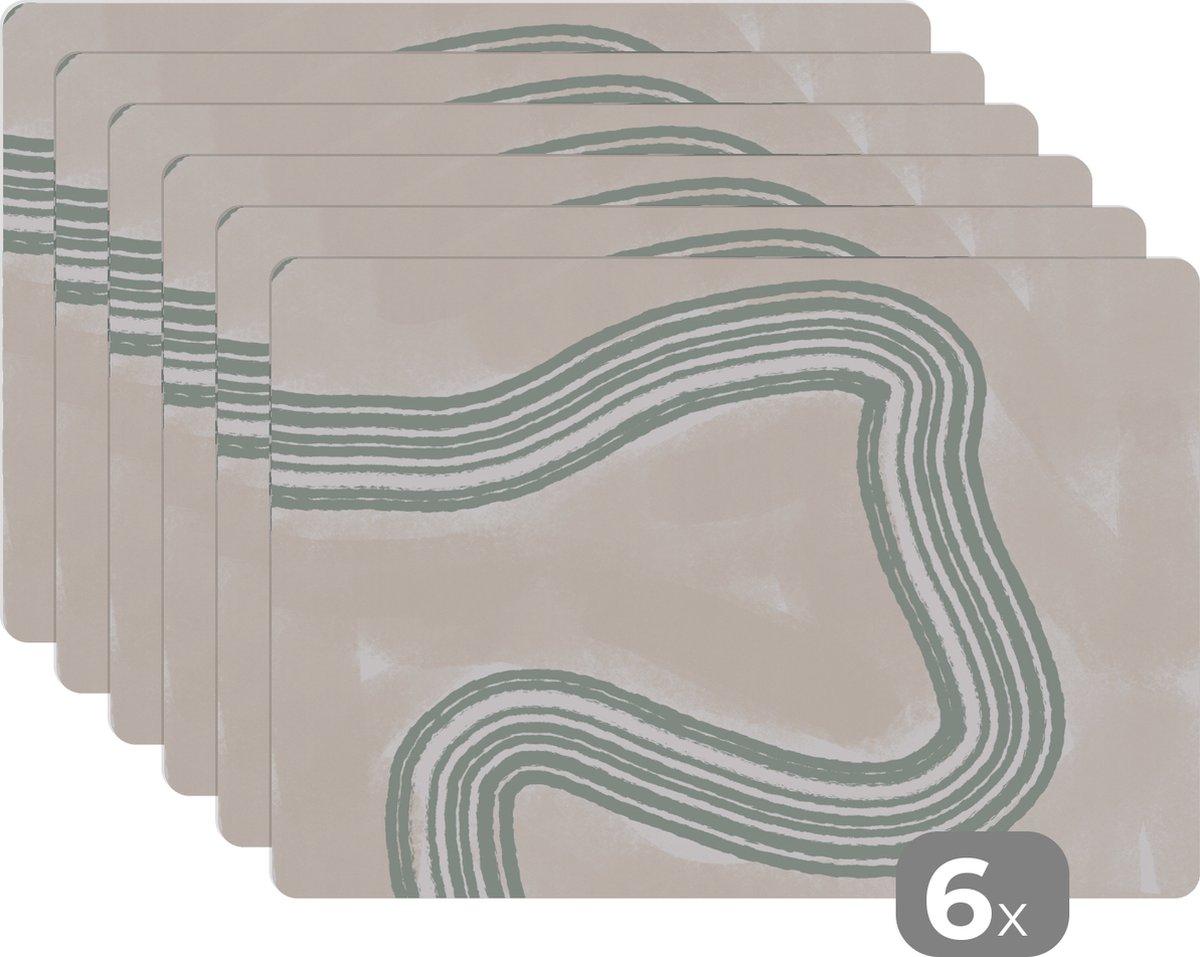 Placemat - Design - Abstract - Lijn - Onderleggers - Placemats - Tafel - 45x30 cm - 6 stuks