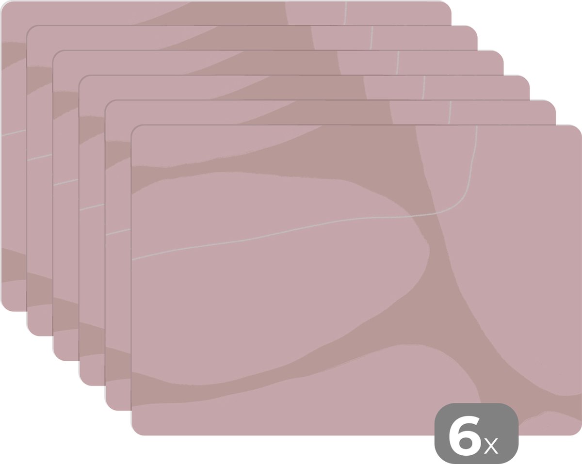 Placemat - Roze - Vormen - Abstract - Design - Onderleggers placemat - Tafel - 45x30 cm - 6 stuks