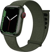 Strap-it Nylon Loop band - Geschikt voor Apple Watch bandje - Series 1/2/3/4/5/6/7/8/9/SE - Legergroen - Nylon bandje met klittenband - Stof iWatch bandje voor maat: 38 mm 40 mm 41 mm