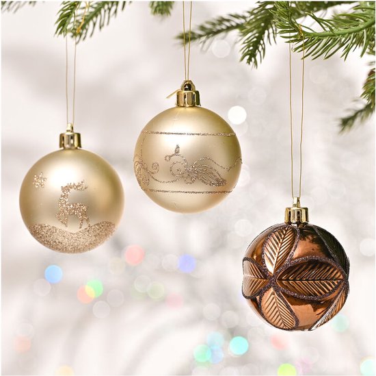 Deludere plastic kerstballen 70 stuks 4/5/8 cm bruin bruin bol