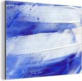 Wanddecoratie Metaal - Aluminium Schilderij Industrieel - Verf - Design - Blauw - 160x120 cm - Dibond - Foto op aluminium - Industriële muurdecoratie - Voor de woonkamer/slaapkamer