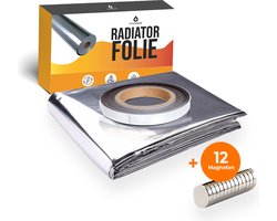 Radiatorfolie 500cm x 50cm - Met 12 Magneten + Magneettape - Radiator folie magneten - Verlaag Je Gasverbruik - Radiator Reflecterende Folie - Dubbele Isolatie - Radiatorfolie Met Magneet - Isolatiefolie