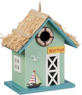 Relaxdays decoratief vogelhuisje - strandhuis - vogelnestkastje - ophangen - kleurrijk