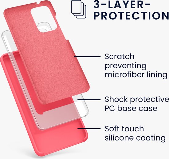 coque kwmobile pour Samsung Galaxy A52 / A52 5G / A52s 5G - Coque avec revêtement en silicone - Coque pour smartphone en corail fluo