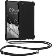 kwmobile telefoonhoesjegeschikt voor Sony Xperia 10 III - Hoesje van siliconen met telefoonkoord - In zwart