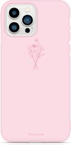 iPhone 14 Pro hoesje TPU Soft Case - Back Cover - Roze / veldbloemen