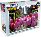 Puzzel Tulpen voor een fontein in de Keukenhof in Nederland - Legpuzzel - Puzzel 500 stukjes