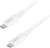 LogiLink CU0180 - USB 4 Gen 3 Type-C kabel (IF-gecertificeerd) met E-mark-chipset, PD (Power Delivery tot 20V, 5A, 100W), AV tot UHD 8K/60Hz (7680x4320), wit, 0,8m