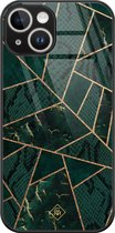 Casimoda® hoesje - Geschikt voor iPhone 14 - Abstract Groen - Luxe Hard Case Zwart - Backcover telefoonhoesje - Groen