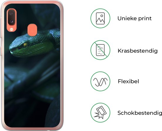 Coque Samsung Galaxy A20e - Serpent - Macro - Bois - Coque de téléphone en Siliconen