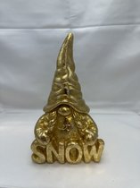 Kerstbeeldje Kerstman+snow - goud- polyresin - 19 cm hoog x 12 cm x 8 cm – Kerstdecoratie