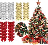 72 stuks kerststrikken, kerstboomdecoratie, kerststrikken, cadeaustrikken, mini-satijnen strikken, trekstrikken, kerstboomstrikken, decoratieve strik als cadeau