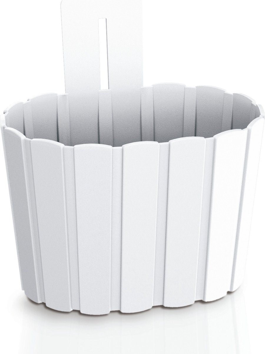 Prosperplast Muur Plantenpot - houtlook - kunststof - 20x15 cm - parel wit - binnen/buiten - bloempot