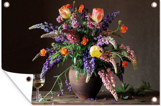 Décoration murale Nature morte - Vin - Fleurs - 180x120 cm - Poster jardin