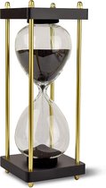 Glazen zandklok met zwart zand, groot, transparant, glad glas, huisdecoratie, decoratie voor het bureau, cadeau voor Kerstmis of verjaardag, 60 minuten, zwart