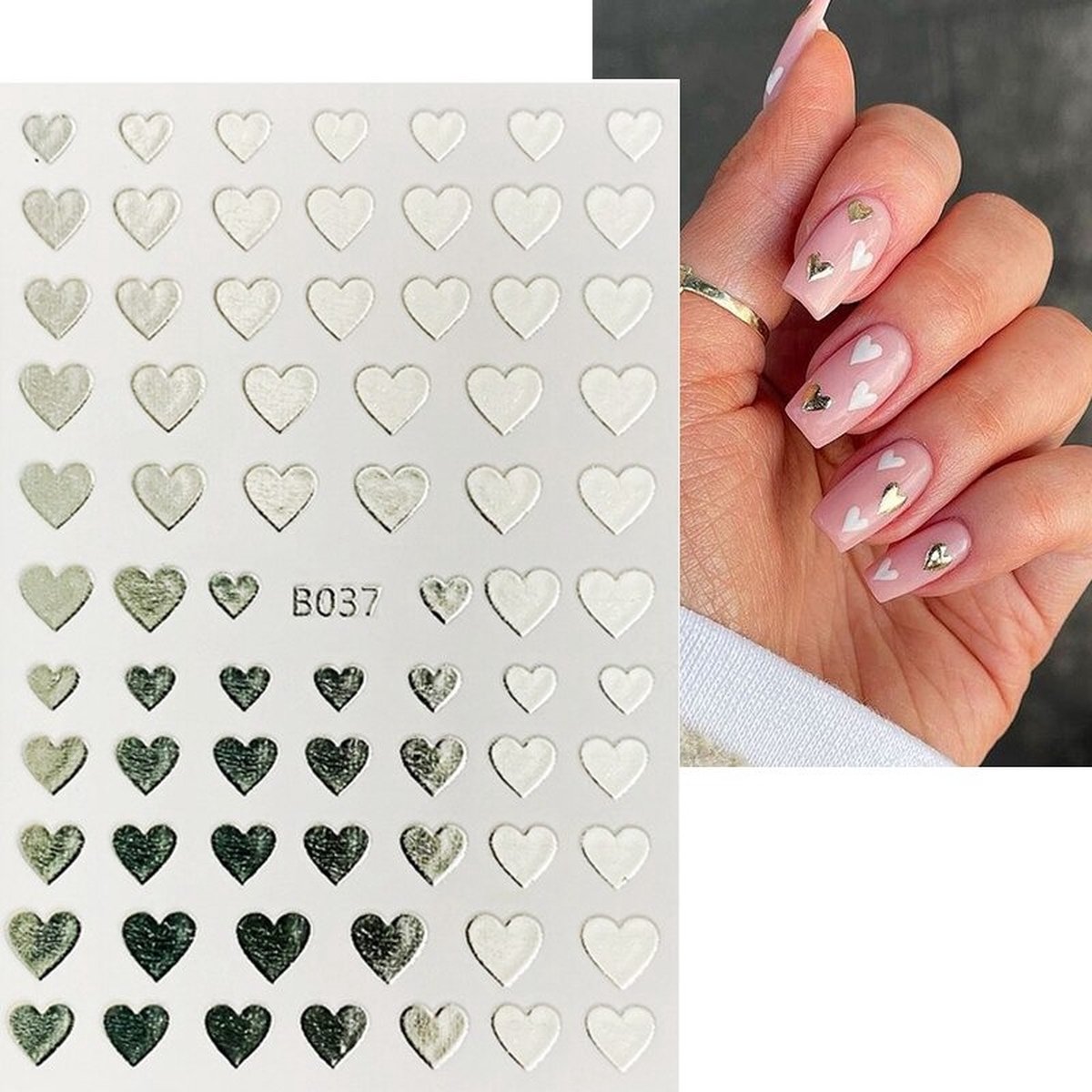 Goedkoopste WiseGoods Luxe Nailart Stickers Hartjes - Nail Art Sticker Nagel - Decoratieve Accessoires Nagels - Decoratie Nagelstickers Zilver