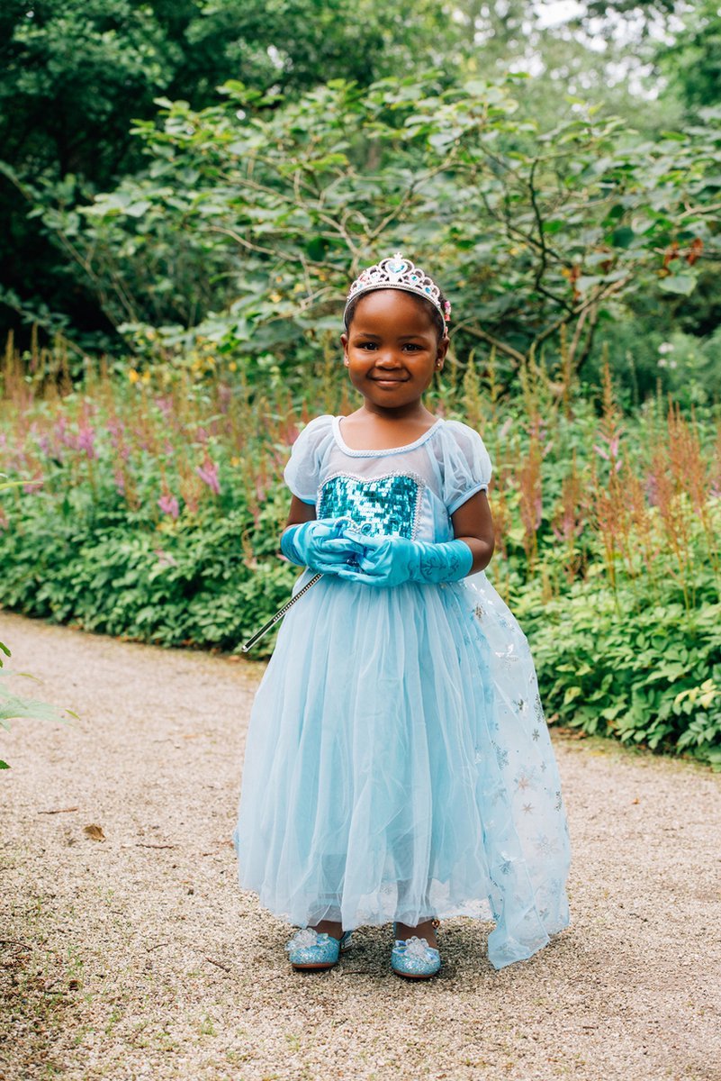 Frozen jurk prinsessenjurk meisje - Elsa jurk - inclusief prinsessen speelgoed - maat 122/128 — afbeelding 4