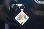 Sleutelhanger - Uitdeelcadeautjes - Een kleurrijke illustratie van een kaart van België - Plastic