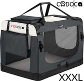 Cadoca reismand XXXL, antraciet met witte accenten, met mesh vensters en opbergvakken.