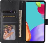 Wallet Book Case Kunstleer Zwart Hoesje Geschikt voor Samsung Galaxy A52 / A52S
