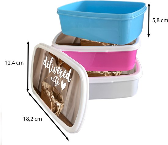 Boîte à pain Wit - Boîte à lunch - Boîte à pain - 'Livré avec amour' - Proverbes - Citations - 18x12x6 cm - Adultes - Cadeau Sinterklaas - Distribution de cadeaux pour enfants - Cadeaux chaussures Sinterklaas