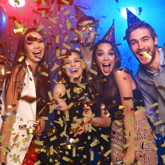 Canon à confettis Relaxdays or - papier - popper de party 40 cm - mariage - enterrement de vie de jeune fille