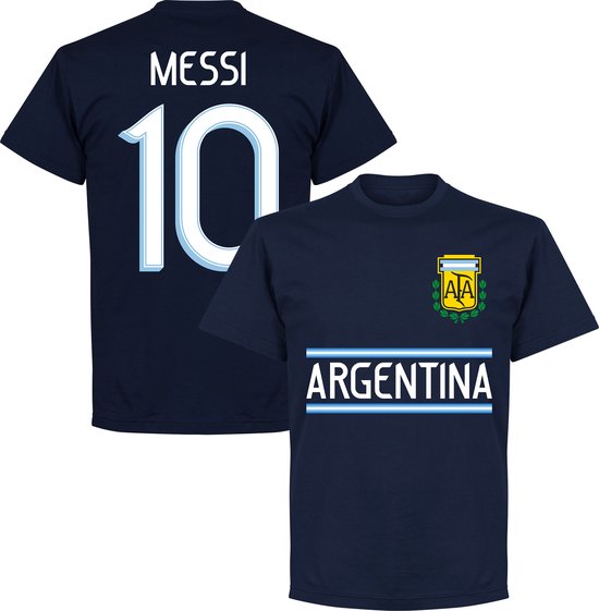Argentinië Messi 10 Team T-Shirt - Navy - S