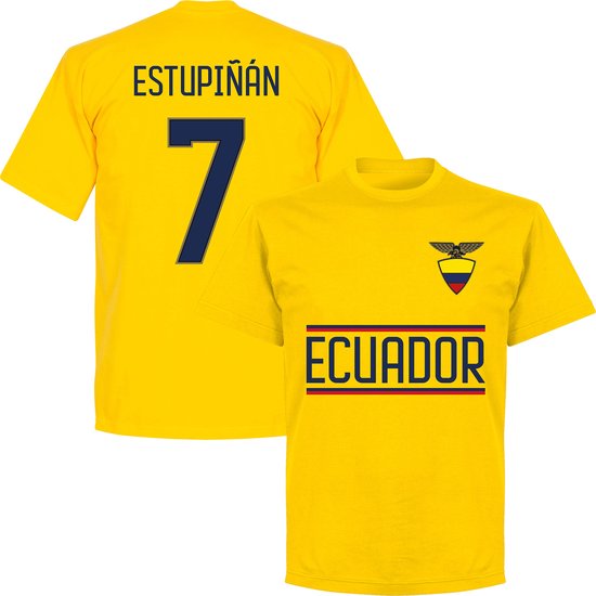 Ecuador Estupiñán 7 Team T-shirt - Geel - XS