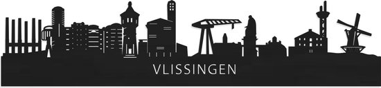 Skyline Vlissingen Bois Zwart - 100 cm - Décoration d'intérieur design - Décoration murale