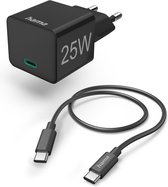 Hama Chargeur rapide avec câble de chargement USB-C, mini chargeur, PD, 25 W, 1 m, noir