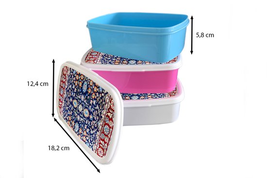 Boîte à Pain Rose - Lunch Box - Boîte à Pain - Tapis Persan - Tapis - Motifs - Blauw - 18x12x6 cm - Enfants - Fille
