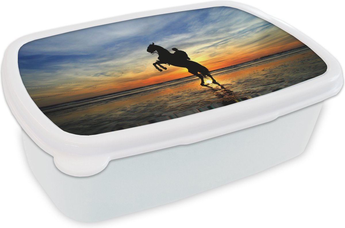 Broodtrommel Wit - Lunchbox - Brooddoos - Paard - Lucht - Schaduw - 18x12x6 cm - Volwassenen