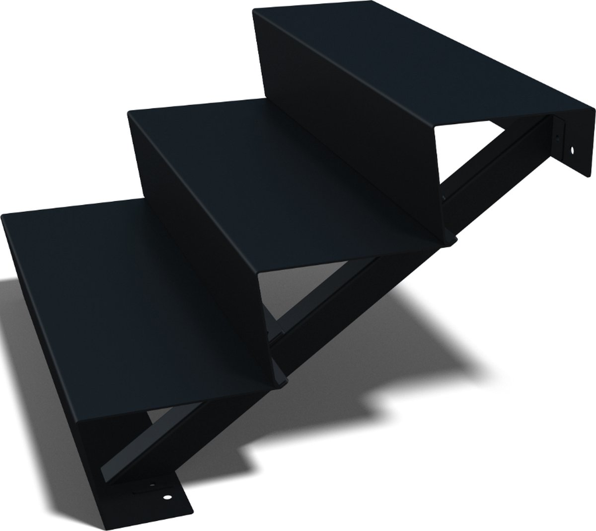 MySteel Zwarte trap New York 3-trede (breedte 80 cm) - Breedte: 8 cm x Hoogte: 51 cm