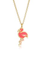 Elli Halsketting Kinderen Flamingo hanger Zomer kleurrijk met glazuur in 925 sterling zilver Gold Plated