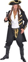 Magic By Freddy's - Piraat & Viking Kostuum - Lange Jas Zeerover Hoofdman Duinkerken Zwart - Zwart - Medium - Carnavalskleding - Verkleedkleding