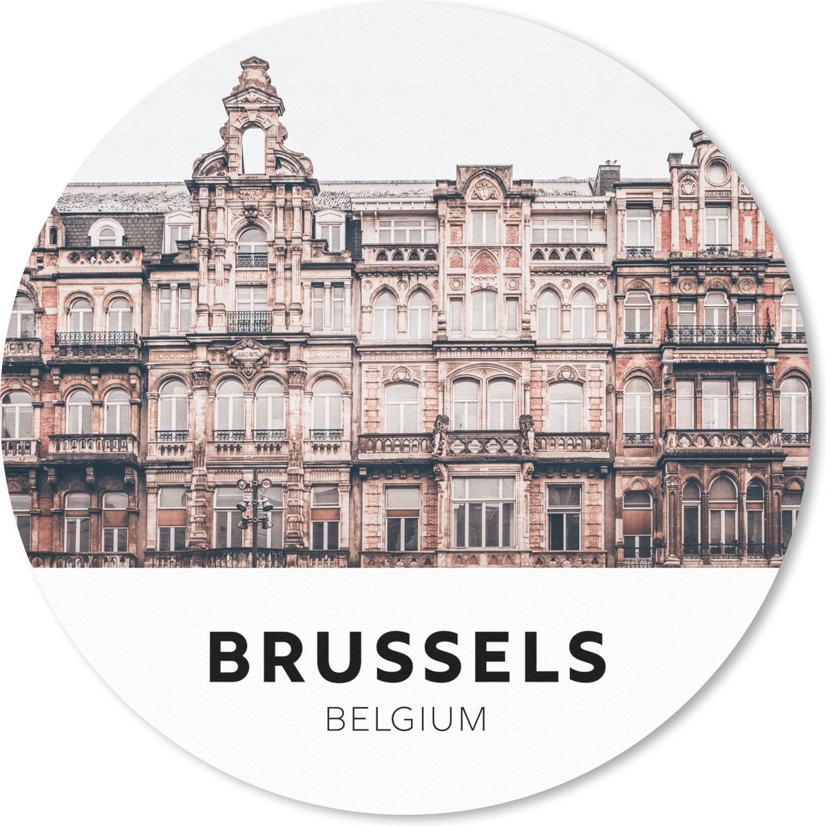 Muismat rond 40x40 cm - Mousepad Brussel - België - Huizen - Ronde muismatten