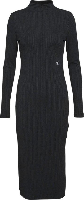 Calvin Klein Shiny Rib High Neck Dress Jurken Dames - Rok - Jurk - Zwart -  Maat S | bol.com