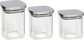 Gerim - 3x keuken voorraadpotten glas - 3 formaten 800/1100/1400 ml