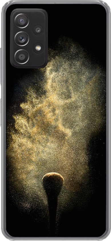 Foto: Telefoonhoesje geschikt voor samsung galaxy a53 5g hoesje goud poeder op een zwarte achtergrond siliconen telefoonhoesje telefoonhoesje