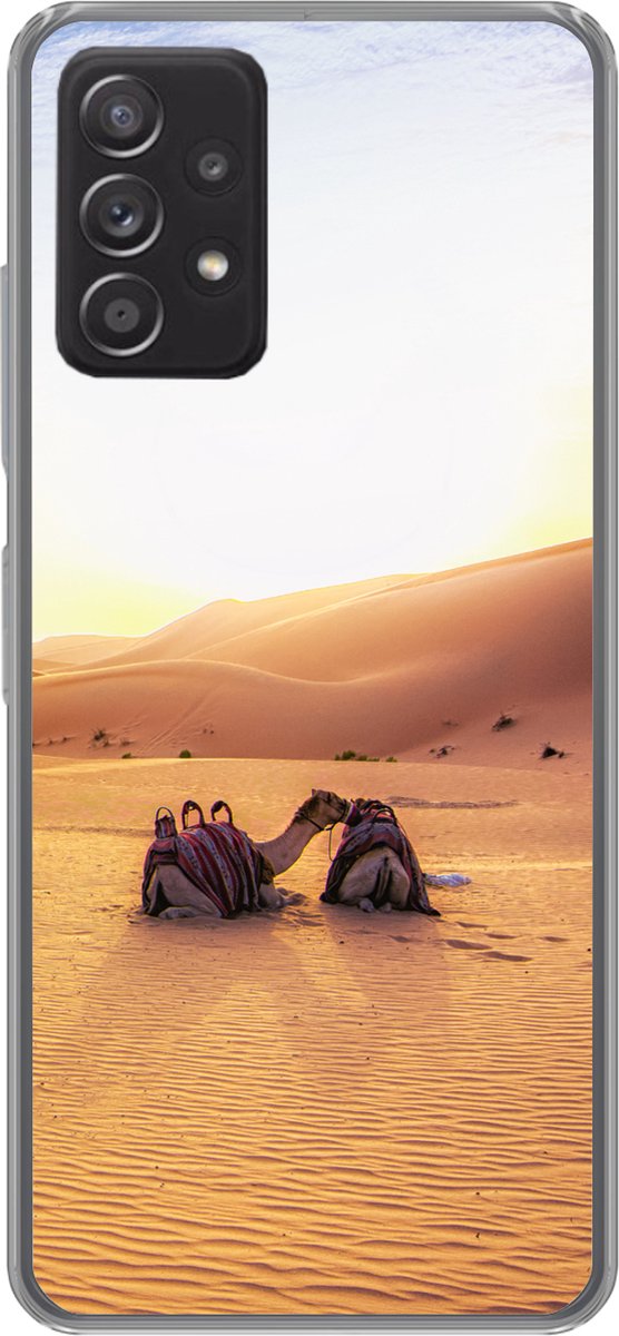 Telefoonhoesje Geschikt voor Samsung galaxy a73 hoesje - Kameel - Woestijn - Zand - Siliconen Telefoonhoesje Telefoonhoesje
