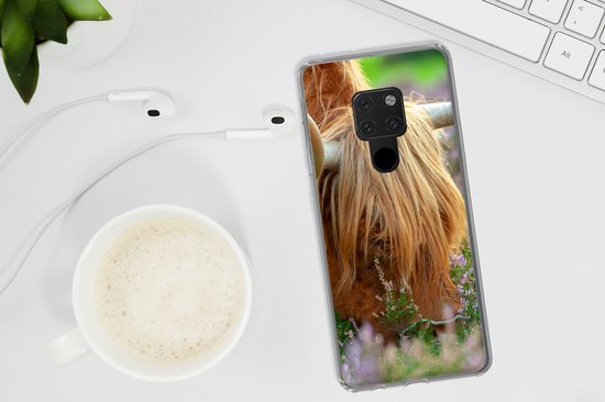 Coque Huawei P40 Lite - Highlander écossais - Cornes - Bruyère - Coque de téléphone en Siliconen