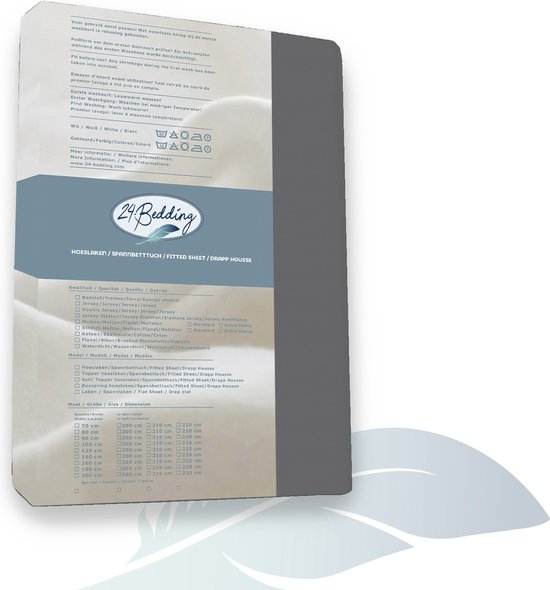 24-Bedding - Drap-housse Terry topper - Drap-housse Topdek éponge - 160 x 210 cm - Grijs foncé