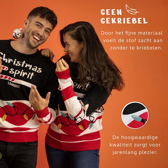 JAP Christmas Kersttrui (maat L) - 100% Gerecycled - Kriebelt niet - Kerstcadeau volwassenen - Foute Kersttrui dames en heren - Christmas spirit - Zwart