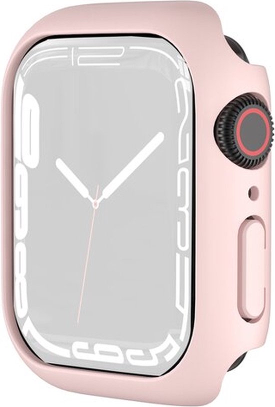 By Qubix - Apple Watch 45mm Hard case (open front) - Roze - Geschikt voor Apple Watch 45mm hoesje - screenprotector - Bescherming iWatch - Bescherm hoesje