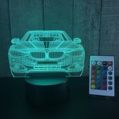 Klarigo® Nachtlamp – 3D LED Lamp Illusie – 16 Kleuren – Bureaulamp – BMW M4 – Sport Auto - Nachtlampje Kinderen – Creative lamp - Afstandsbediening